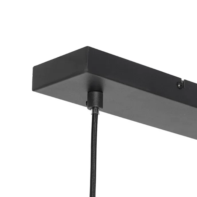 Orientalische Hängelampe schwarz mit Rattan 3-flammig länglich - Akira