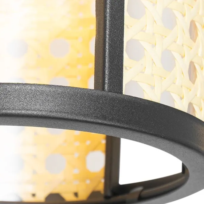 Orientalische Hängelampe schwarz mit Rattan 3-flammig länglich - Akira