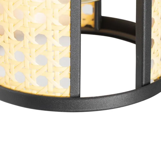 Orientalische Hängelampe schwarz mit Rattan 3-flammig länglich - Akira