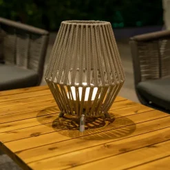 Orientalische Tischleuchte aus Seil inkl. dimmbarem, wiederaufladbarem LED - Contra