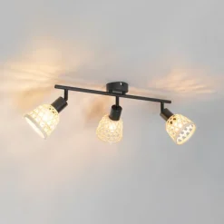 Orientalischer Spot schwarz mit Bambus 3-flammig - Rayan