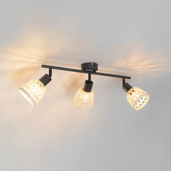 Orientalischer Spot schwarz mit Bambus 3-flammig - Rayan