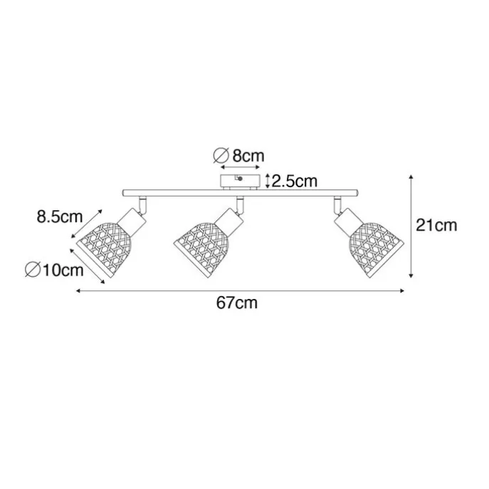 Orientalischer Spot schwarz mit Bambus 3-flammig - Rayan