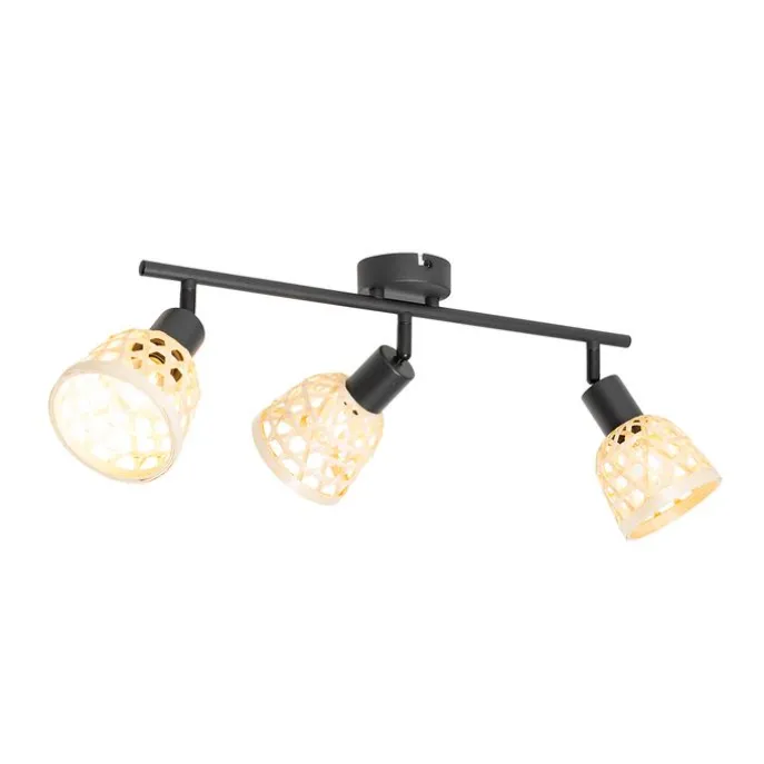 Orientalischer Spot schwarz mit Bambus 3-flammig - Rayan
