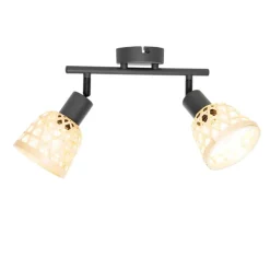 Orientalischer Spot schwarz mit Bambus 2-flammig - Rayan