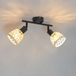 Orientalischer Spot schwarz mit Bambus 2-flammig - Rayan