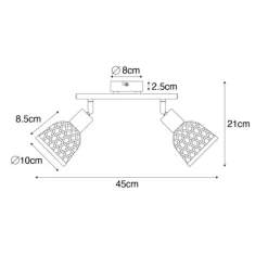 Orientalischer Spot schwarz mit Bambus 2-flammig - Rayan