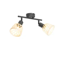 Orientalischer Spot schwarz mit Bambus 2-flammig - Rayan