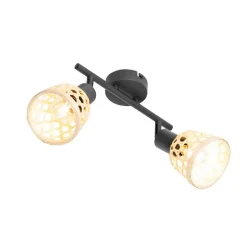 Orientalischer Spot schwarz mit Bambus 2-flammig - Rayan