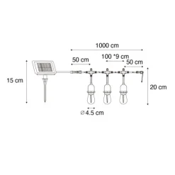 Outdoor Lichterkette 10m inkl. LED 10 Lichter Solar - Russell