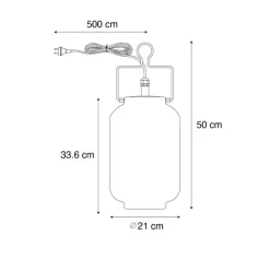 Outdoor-Hängelampe weiß 20 cm mit Stecker IP44 - Pion