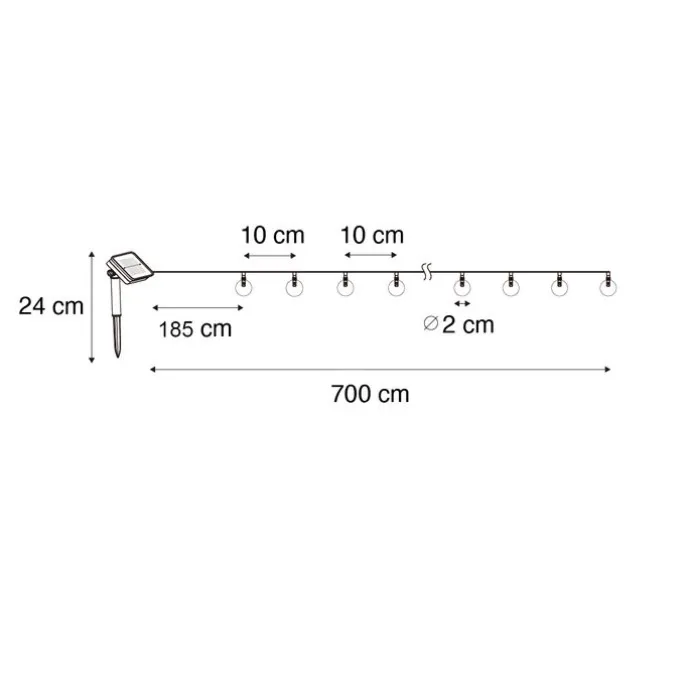 Outdoor-Lichterkette 7m inkl. LED 50-Licht RGBW Solar - Festival