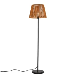 Outdoor-Stehleuchte schwarz mit orangefarbenem Seilschirm IP44 - Virginia Jayla