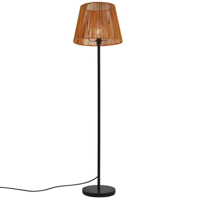 Outdoor-Stehleuchte schwarz mit orangefarbenem Seilschirm IP44 - Virginia Jayla