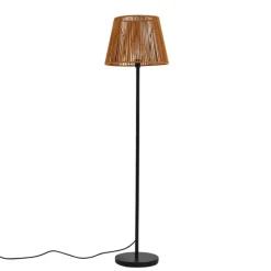 Outdoor-Stehleuchte schwarz mit orangefarbenem Seilschirm IP44 - Virginia Jayla