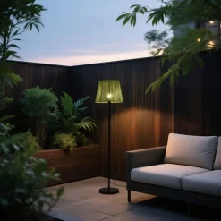 Outdoor-Stehleuchte schwarz mit grünem Seilschirm IP44 - Virginia Jayla