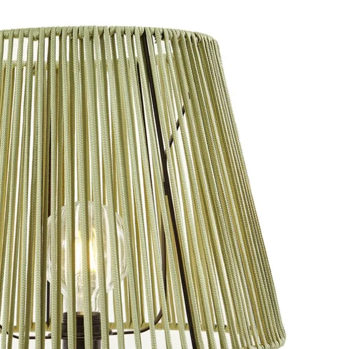 Outdoor-Stehleuchte schwarz mit grünem Seilschirm IP44 - Virginia Jayla