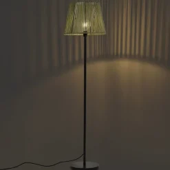 Outdoor-Stehleuchte schwarz mit grünem Seilschirm IP44 - Virginia Jayla