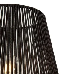 Outdoor-Stehleuchte schwarz mit schwarzem Seilschirm IP44 - Virginia Jayla