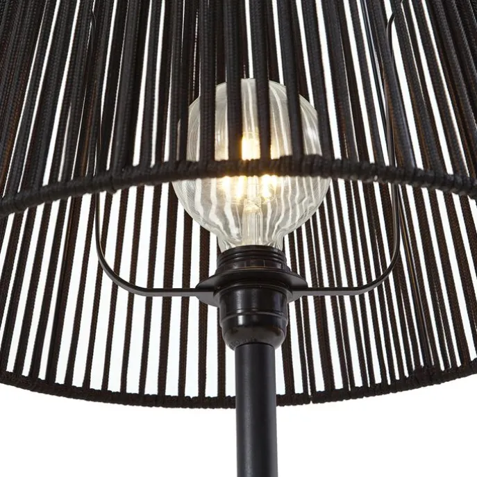 Outdoor-Stehleuchte schwarz mit schwarzem Seilschirm IP44 - Virginia Jayla