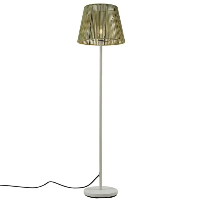 Outdoor-Stehleuchte weiß mit grünem Seilschirm IP44 - Virginia Jayla