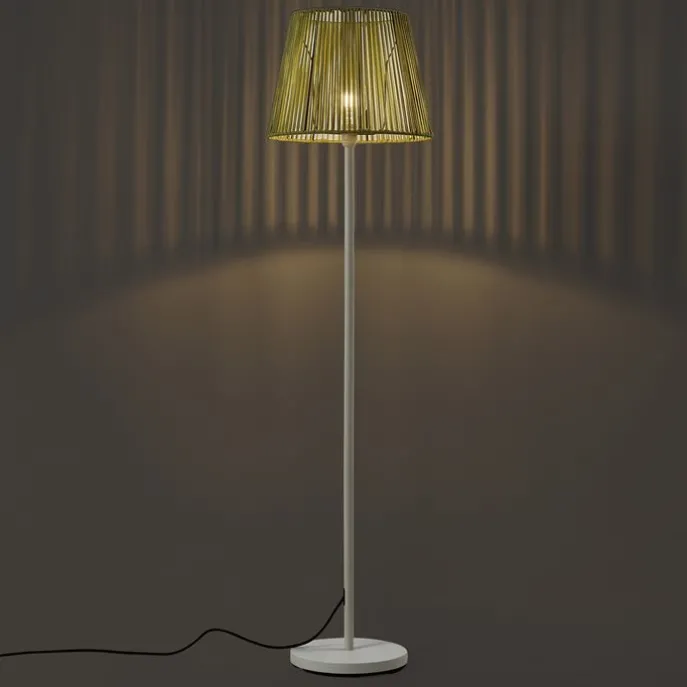 Outdoor-Stehleuchte weiß mit grünem Seilschirm IP44 - Virginia Jayla