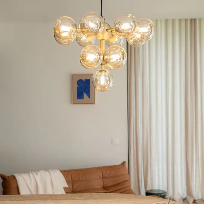 Pendelleuchte Bronze mit Bernsteinglas 13 Lichter - Bianca