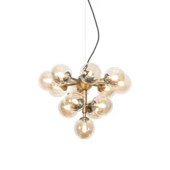 Pendelleuchte Bronze mit Bernsteinglas 13 Lichter - Bianca