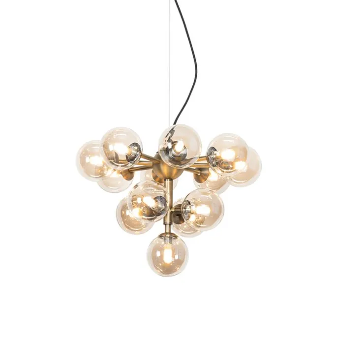 Pendelleuchte Bronze mit Bernsteinglas 13 Lichter - Bianca