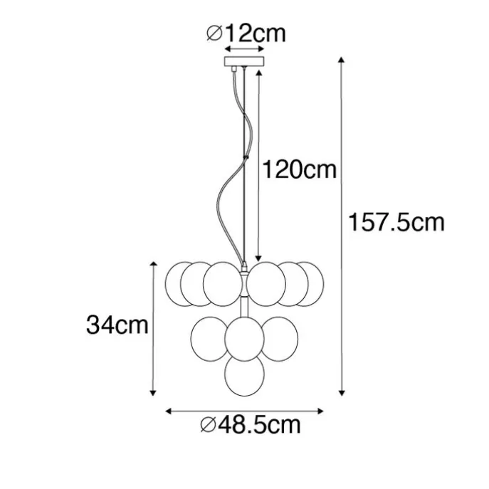Pendelleuchte Bronze mit Bernsteinglas 13 Lichter - Bianca