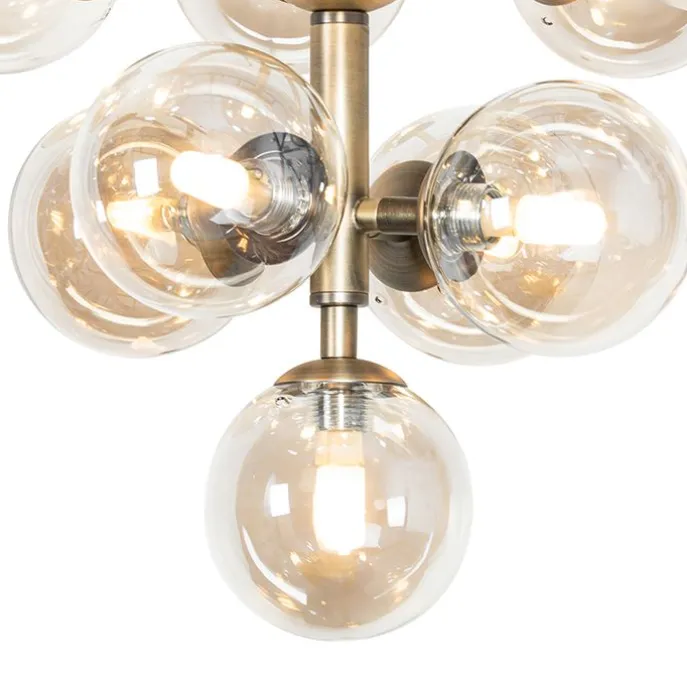 Pendelleuchte Bronze mit Bernsteinglas 13 Lichter - Bianca
