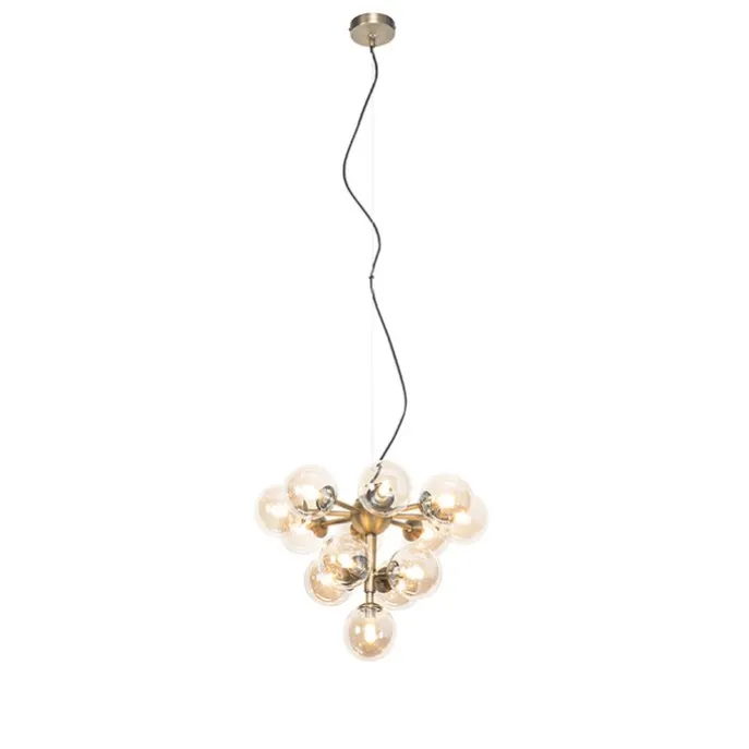 Pendelleuchte Bronze mit Bernsteinglas 13 Lichter - Bianca