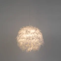 Pendelleuchte im Landhausstil weiß mit Federn - Feather