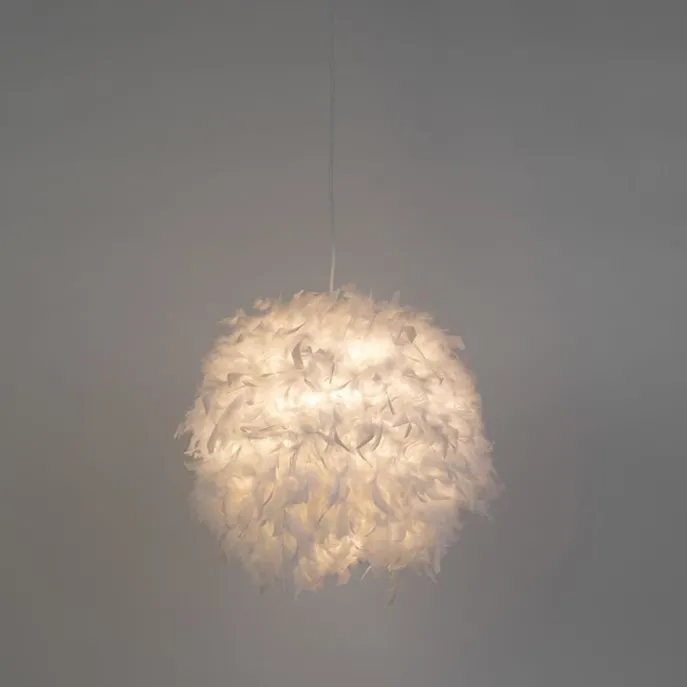 Pendelleuchte im Landhausstil weiß mit Federn - Feather