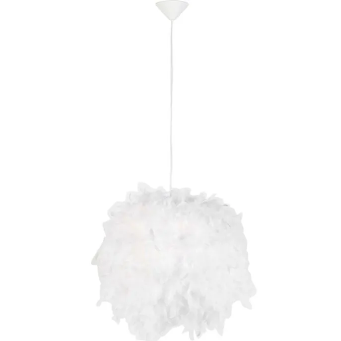 Pendelleuchte im Landhausstil weiß mit Federn - Feather