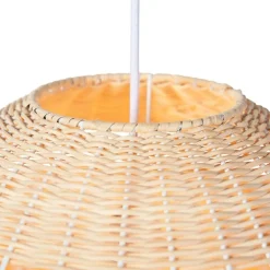 Pendelleuchte im Landhausstil weiß mit Rattan - Rattan