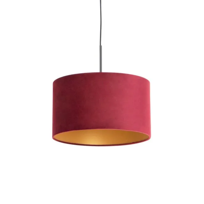Pendelleuchte mit Veloursschirm rot/gold 35 cm - Combi