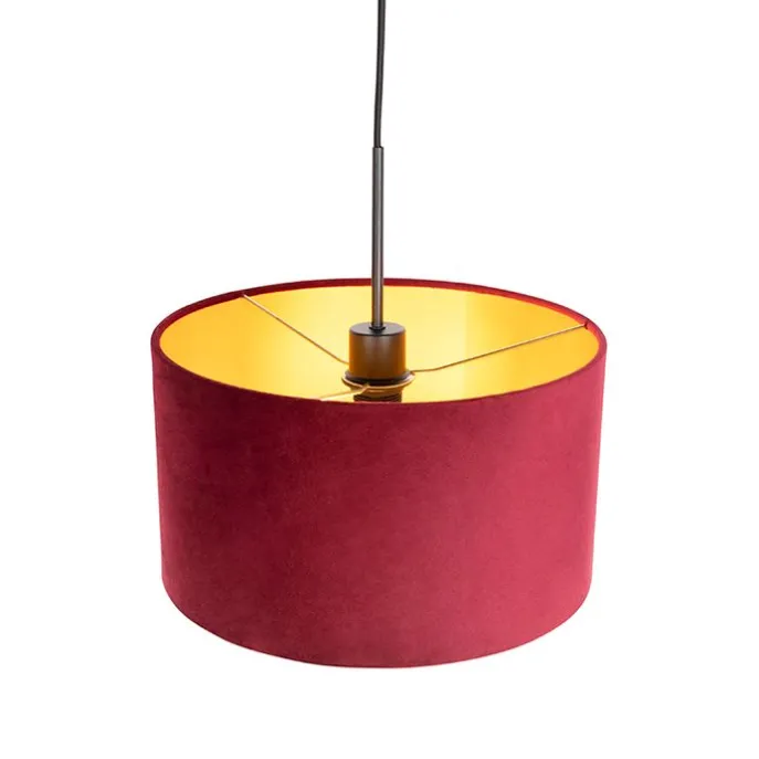 Pendelleuchte mit Veloursschirm rot/gold 35 cm - Combi