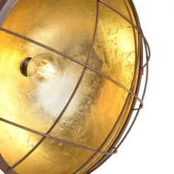 Pendelleuchte rost mit goldener Innenseite - Engine