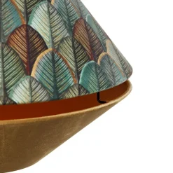 Pendelleuchte Schwarz mit Doppeltem Samtlampenschirm Blattdesign und Beige - Combi 1