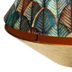 Pendelleuchte schwarz mit doppeltem Samt Lampenschirm Blattdesign und Beige 2-Lichter - Cava Luxe