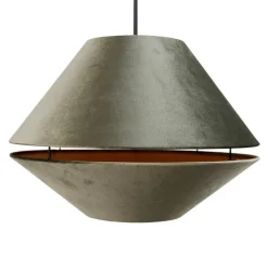 Pendelleuchte Schwarz mit Doppel-Samtlampenschirm Grün mit Gold Innen - Combi 1