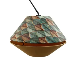 Pendelleuchte Schwarz mit Doppeltem Samtlampenschirm Blattdesign und Beige - Blitz