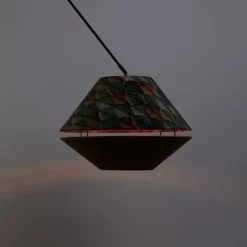 Pendelleuchte Schwarz mit Doppeltem Samtlampenschirm Blattdesign und Beige - Blitz