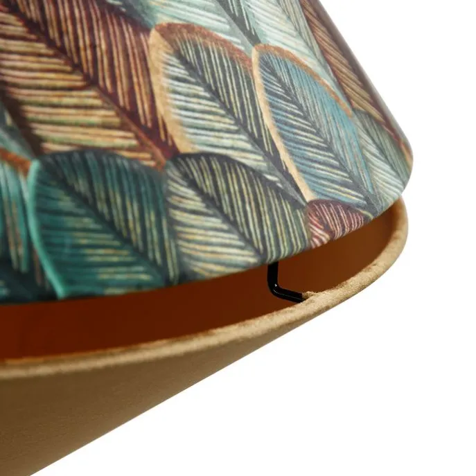 Pendelleuchte Schwarz mit Doppeltem Samtlampenschirm Blattdesign und Beige - Blitz