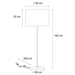 Pendelleuchte Schwarz mit Samtschirm Taupe 50cm - Combi 1