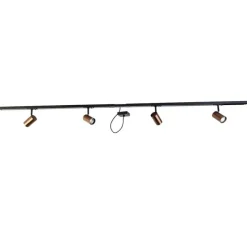 1-Phasen-Schienensystem dunkelbronze mit 4 Strahlern und I-Netzteil quadratisch - Jeana