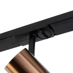 1-Phasen-Schienensystem dunkelbronze mit 4 Strahlern und I-Netzteil quadratisch - Jeana