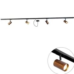 1-Phasen-Schienensystem dunkelbronze mit 4 Strahlern und 1 Netzteil rund - Jeana