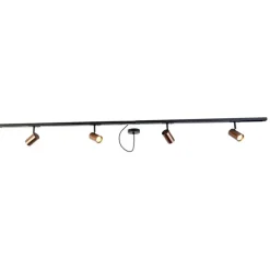 1-Phasen-Schienensystem dunkelbronze mit 4 Strahlern und 1 Netzteil rund - Jeana